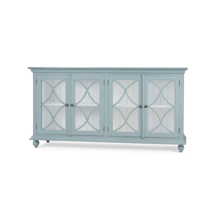Bramble - Hamilton 4 Door Buffet in Frosted Blue w/ True White Interior and no distressing - 26555FRB-TRW--NDT - GreatFurnitureDeal