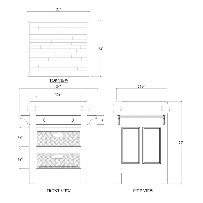 Bramble - Sonoma Island w/ Rattan Baskets - 26589HRWRAWRNAT--LDT - GreatFurnitureDeal