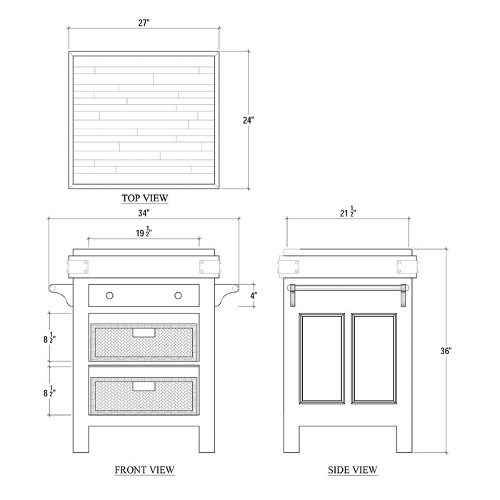 Bramble - Sonoma Island w/ Rattan Baskets in Driftwood, Rattan Glaze - US-WS-26589DRW-RGZE---