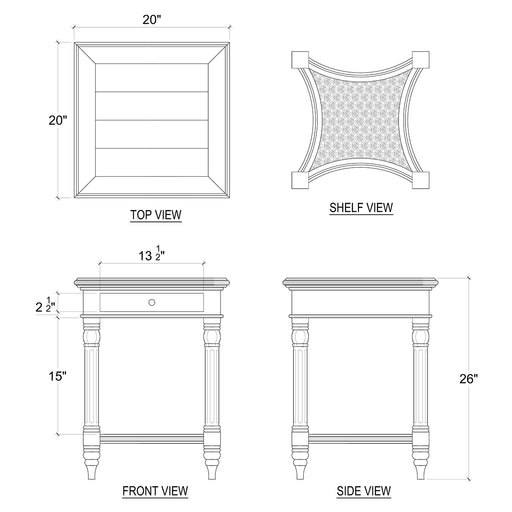 Bramble - Montego Square End Table w/ Drawer - BR-26626 - GreatFurnitureDeal