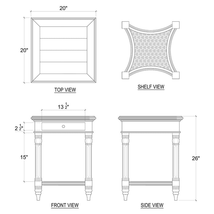 Bramble - Montego Square End Table w/ Drawer - BR-26626 - GreatFurnitureDeal