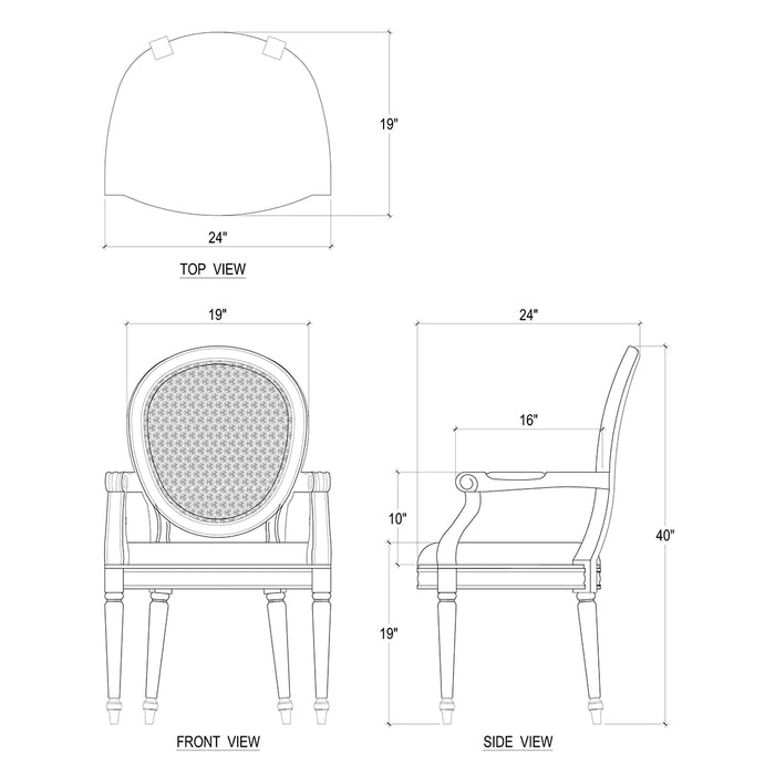 Bramble - Tulip Rattan Back Dining Arm Chair w-o Fluted Leg - BR-26511BRS LN126