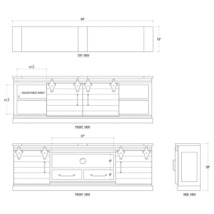 Bramble - Sonoma Narrow Media Console 7' - BR-26793 - GreatFurnitureDeal