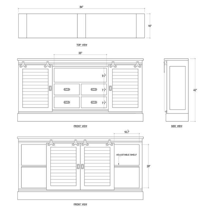 Bramble - Sanoma Media Console 7' in White Harvest - US-WS-26836WHD----- - GreatFurnitureDeal