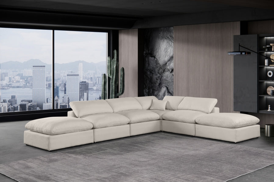 Meridian Furniture - Comfy 157" Linen Textured Fabric Upholstered 6 Piece Modular Sectional - 187Beige-Sec6E - GreatFurnitureDeal