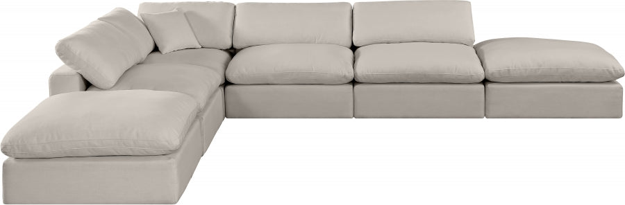 Meridian Furniture - Comfy 157" Linen Textured Fabric Upholstered 6 Piece Modular Sectional - 187Beige-Sec6E - GreatFurnitureDeal