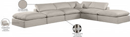 Meridian Furniture - Comfy 157" Linen Textured Fabric Upholstered 6 Piece Modular Sectional - 187Beige-Sec6E - GreatFurnitureDeal