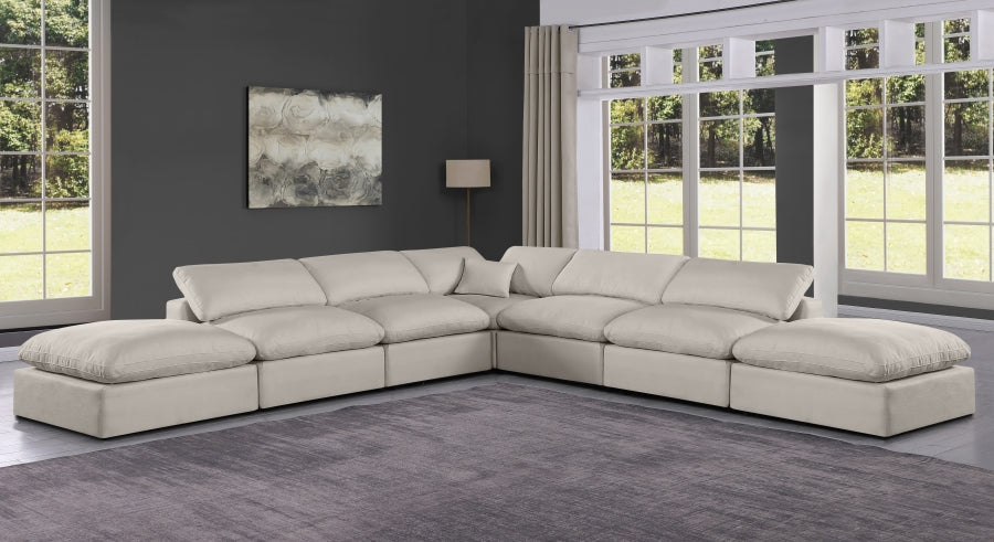 Meridian Furniture - Comfy 157" Linen Textured Fabric Upholstered 7 Piece Modular Sectional - 187Beige-Sec7C - GreatFurnitureDeal