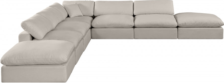 Meridian Furniture - Comfy 157" Linen Textured Fabric Upholstered 7 Piece Modular Sectional - 187Beige-Sec7C - GreatFurnitureDeal
