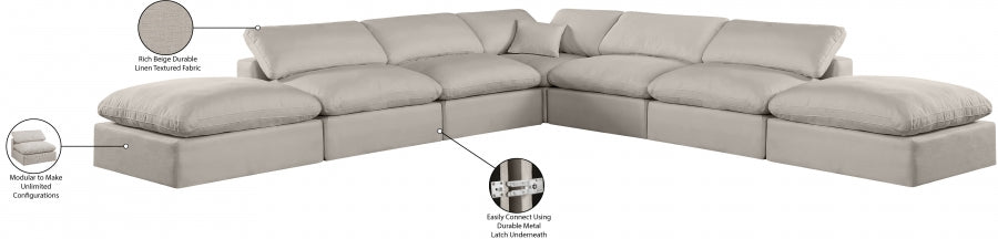 Meridian Furniture - Comfy 157" Linen Textured Fabric Upholstered 7 Piece Modular Sectional - 187Beige-Sec7C - GreatFurnitureDeal
