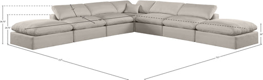 Meridian Furniture - Comfy 157" Linen Textured Fabric Upholstered 7 Piece Modular Sectional - 187Beige-Sec7C - GreatFurnitureDeal