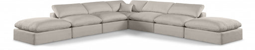 Meridian Furniture - Comfy 157" Linen Textured Fabric Upholstered 7 Piece Modular Sectional - 187Beige-Sec7C - GreatFurnitureDeal