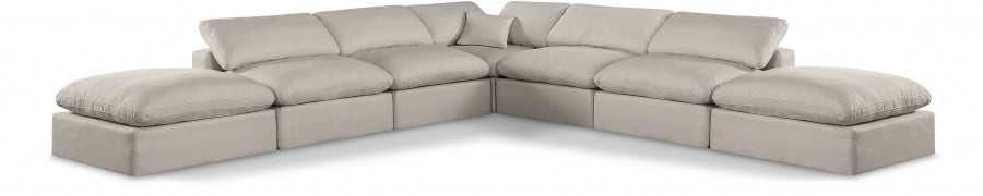 Meridian Furniture - Comfy 157" Linen Textured Fabric Upholstered 7 Piece Modular Sectional - 187Beige-Sec7C - GreatFurnitureDeal
