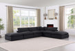 Meridian Furniture - Comfy 157" Linen Textured Fabric Upholstered 6 Piece Modular Sectional - 187Black-Sec6E - GreatFurnitureDeal