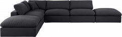 Meridian Furniture - Comfy 157" Linen Textured Fabric Upholstered 6 Piece Modular Sectional - 187Black-Sec6E - GreatFurnitureDeal
