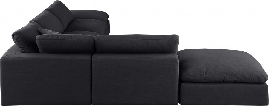 Meridian Furniture - Comfy 157" Linen Textured Fabric Upholstered 6 Piece Modular Sectional - 187Black-Sec6E - GreatFurnitureDeal