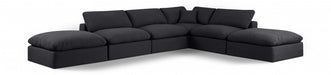 Meridian Furniture - Comfy 157" Linen Textured Fabric Upholstered 6 Piece Modular Sectional - 187Black-Sec6E - GreatFurnitureDeal