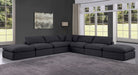 Meridian Furniture - Comfy 157" Linen Textured Fabric Upholstered 7 Piece Modular Sectional - 187Black-Sec7C - GreatFurnitureDeal