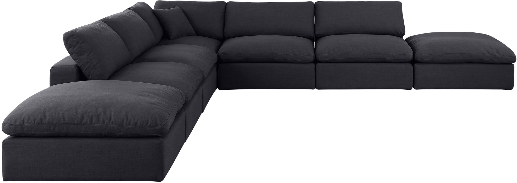 Meridian Furniture - Comfy 157" Linen Textured Fabric Upholstered 7 Piece Modular Sectional - 187Black-Sec7C - GreatFurnitureDeal