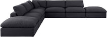 Meridian Furniture - Comfy 157" Linen Textured Fabric Upholstered 7 Piece Modular Sectional - 187Black-Sec7C - GreatFurnitureDeal