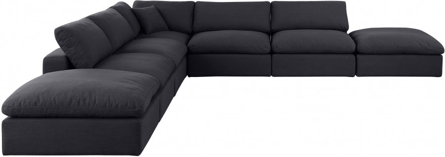 Meridian Furniture - Comfy 157" Linen Textured Fabric Upholstered 7 Piece Modular Sectional - 187Black-Sec7C - GreatFurnitureDeal