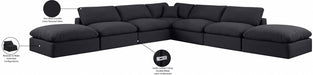 Meridian Furniture - Comfy 157" Linen Textured Fabric Upholstered 7 Piece Modular Sectional - 187Black-Sec7C - GreatFurnitureDeal