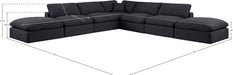 Meridian Furniture - Comfy 157" Linen Textured Fabric Upholstered 7 Piece Modular Sectional - 187Black-Sec7C - GreatFurnitureDeal