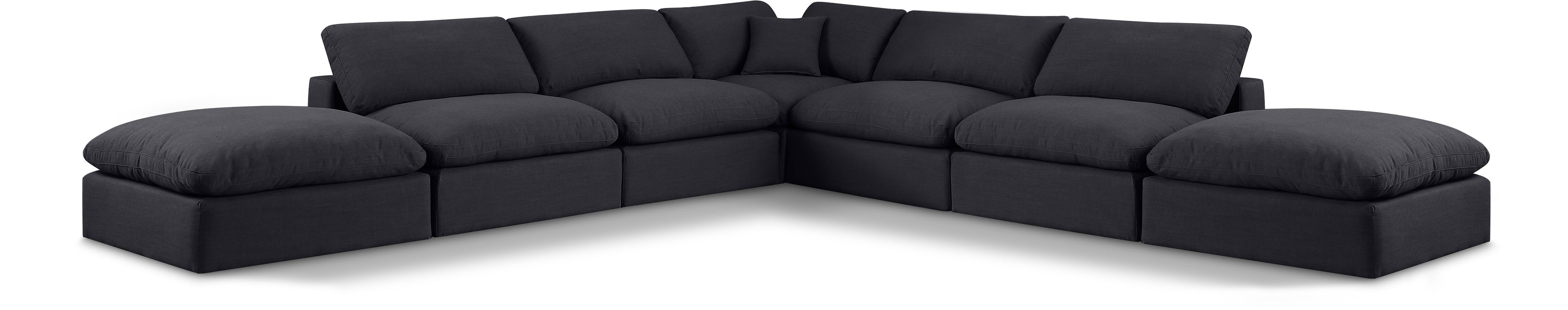 Meridian Furniture - Comfy 157" Linen Textured Fabric Upholstered 7 Piece Modular Sectional - 187Black-Sec7C - GreatFurnitureDeal