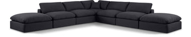 Meridian Furniture - Comfy 157" Linen Textured Fabric Upholstered 7 Piece Modular Sectional - 187Black-Sec7C - GreatFurnitureDeal