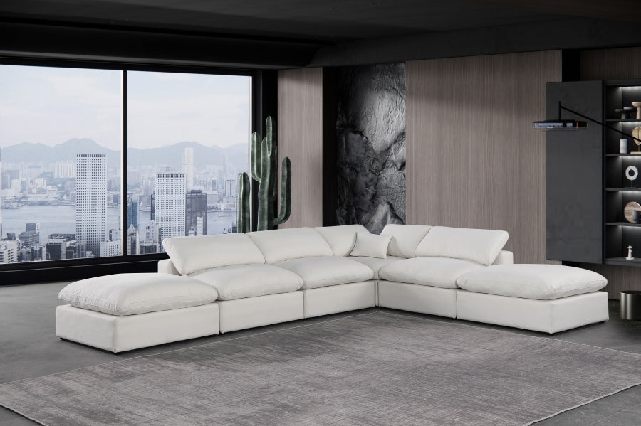 Meridian Furniture - Comfy 157" Linen Textured Fabric Upholstered 6 Piece Modular Sectional - 187Cream-Sec6E - GreatFurnitureDeal