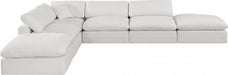 Meridian Furniture - Comfy 157" Linen Textured Fabric Upholstered 6 Piece Modular Sectional - 187Cream-Sec6E - GreatFurnitureDeal