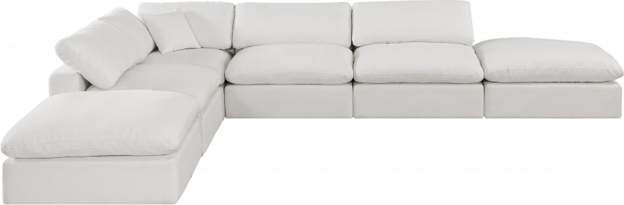 Meridian Furniture - Comfy 157" Linen Textured Fabric Upholstered 6 Piece Modular Sectional - 187Cream-Sec6E - GreatFurnitureDeal