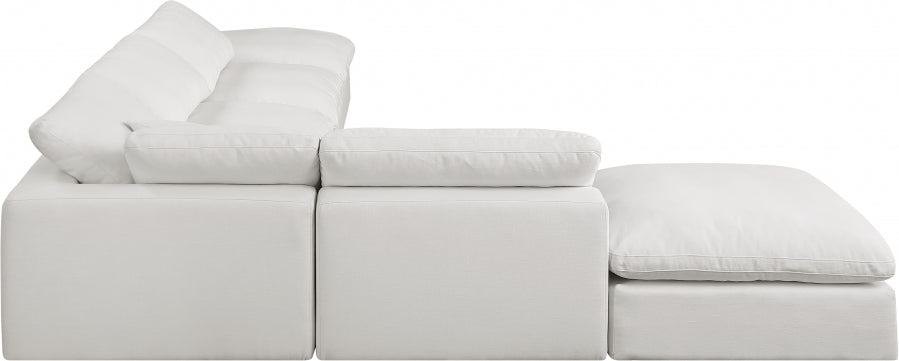 Meridian Furniture - Comfy 157" Linen Textured Fabric Upholstered 6 Piece Modular Sectional - 187Cream-Sec6E - GreatFurnitureDeal