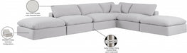 Meridian Furniture - Comfy 157" Linen Textured Fabric Upholstered 6 Piece Modular Sectional - 187Cream-Sec6E - GreatFurnitureDeal