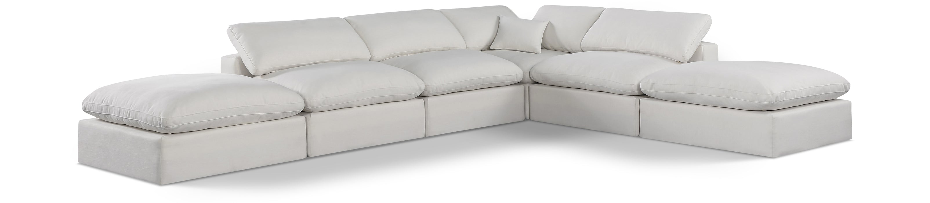 Meridian Furniture - Comfy 157" Linen Textured Fabric Upholstered 6 Piece Modular Sectional - 187Cream-Sec6E - GreatFurnitureDeal