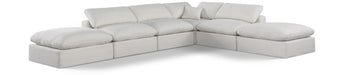 Meridian Furniture - Comfy 157" Linen Textured Fabric Upholstered 6 Piece Modular Sectional - 187Cream-Sec6E - GreatFurnitureDeal