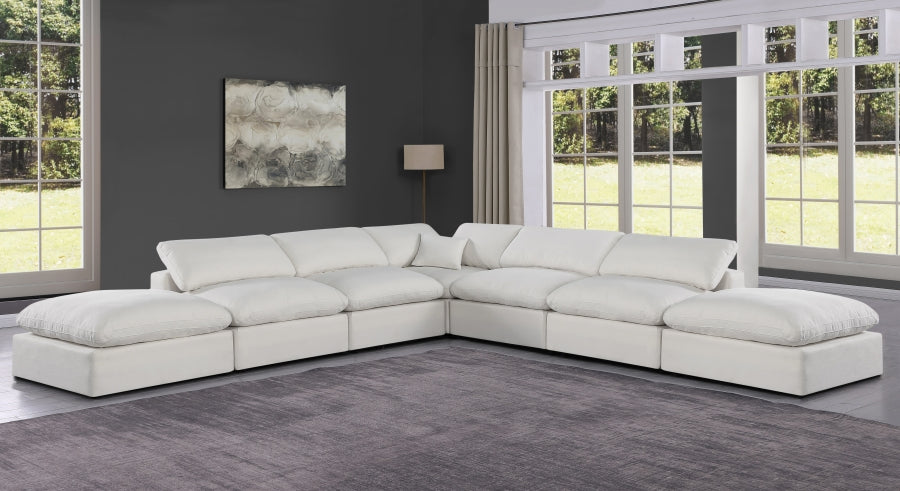 Meridian Furniture - Comfy 157" Linen Textured Fabric Upholstered 7 Piece Modular Sectional - 187Cream-Sec7C - GreatFurnitureDeal