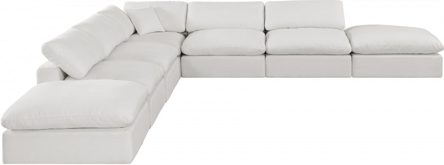 Meridian Furniture - Comfy 157" Linen Textured Fabric Upholstered 7 Piece Modular Sectional - 187Cream-Sec7C - GreatFurnitureDeal