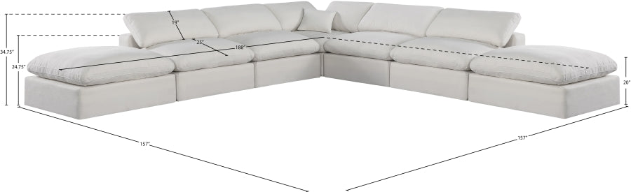 Meridian Furniture - Comfy 157" Linen Textured Fabric Upholstered 7 Piece Modular Sectional - 187Cream-Sec7C - GreatFurnitureDeal