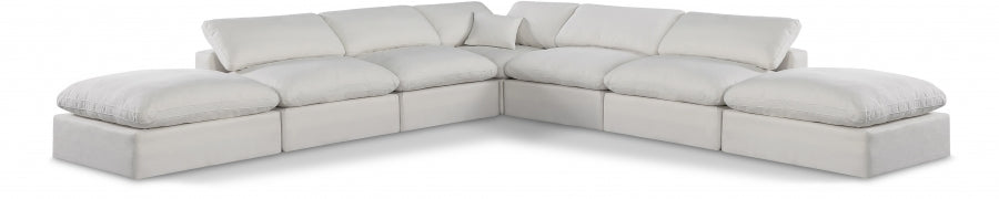 Meridian Furniture - Comfy 157" Linen Textured Fabric Upholstered 7 Piece Modular Sectional - 187Cream-Sec7C - GreatFurnitureDeal