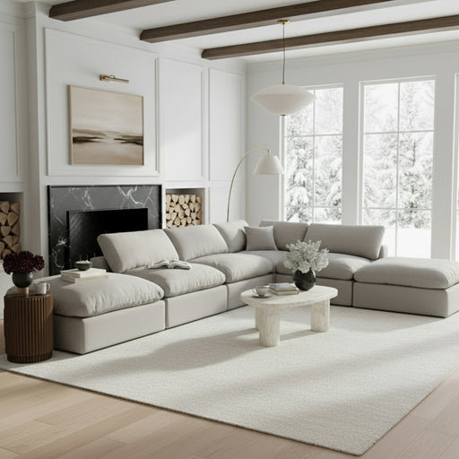 Meridian Furniture - Comfy 157" Linen Textured Fabric Upholstered 6 Piece Modular Sectional - 187Grey-Sec6E - GreatFurnitureDeal