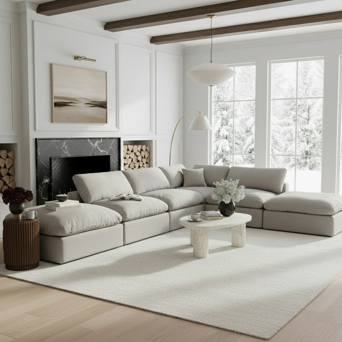 Meridian Furniture - Comfy 157" Linen Textured Fabric Upholstered 6 Piece Modular Sectional - 187Grey-Sec6E - GreatFurnitureDeal