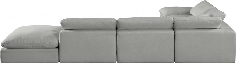 Meridian Furniture - Comfy 157" Linen Textured Fabric Upholstered 6 Piece Modular Sectional - 187Grey-Sec6E - GreatFurnitureDeal