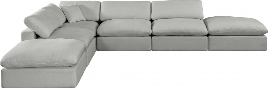 Meridian Furniture - Comfy 157" Linen Textured Fabric Upholstered 6 Piece Modular Sectional - 187Grey-Sec6E - GreatFurnitureDeal