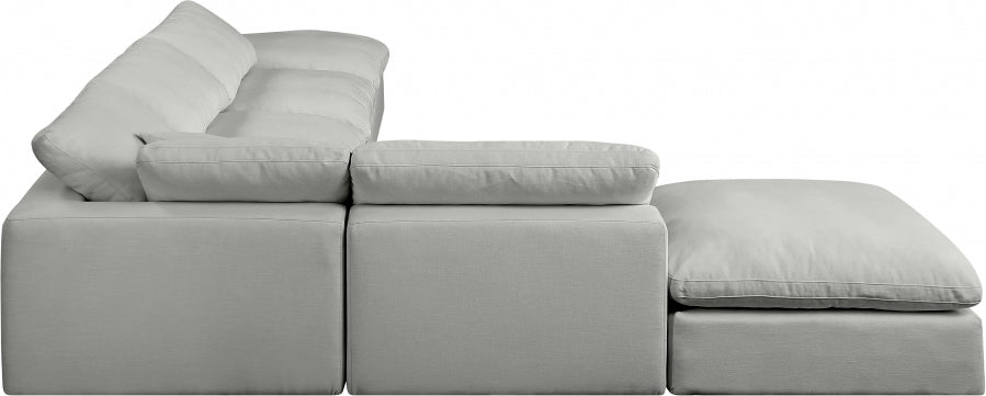 Meridian Furniture - Comfy 157" Linen Textured Fabric Upholstered 6 Piece Modular Sectional - 187Grey-Sec6E - GreatFurnitureDeal