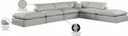 Meridian Furniture - Comfy 157" Linen Textured Fabric Upholstered 6 Piece Modular Sectional - 187Grey-Sec6E - GreatFurnitureDeal