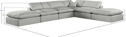 Meridian Furniture - Comfy 157" Linen Textured Fabric Upholstered 6 Piece Modular Sectional - 187Grey-Sec6E - GreatFurnitureDeal