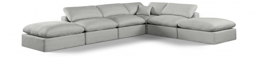 Meridian Furniture - Comfy 157" Linen Textured Fabric Upholstered 6 Piece Modular Sectional - 187Grey-Sec6E - GreatFurnitureDeal