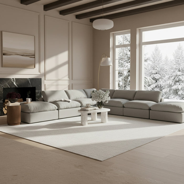 Meridian Furniture - Comfy 157" Linen Textured Fabric Upholstered 7 Piece Modular Sectional - 187Grey-Sec7C - GreatFurnitureDeal