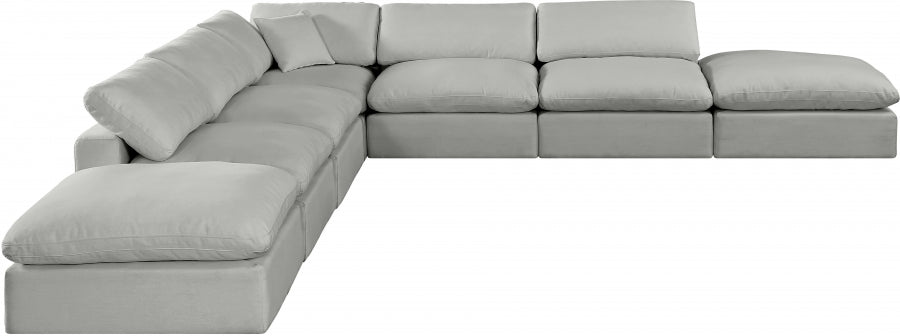 Meridian Furniture - Comfy 157" Linen Textured Fabric Upholstered 7 Piece Modular Sectional - 187Grey-Sec7C - GreatFurnitureDeal
